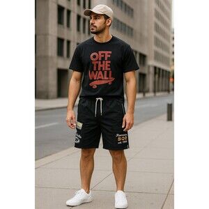 Smoke Rise Peacemaker Cargo Short Men M Black Cotton Drawstring Patch Streetwear